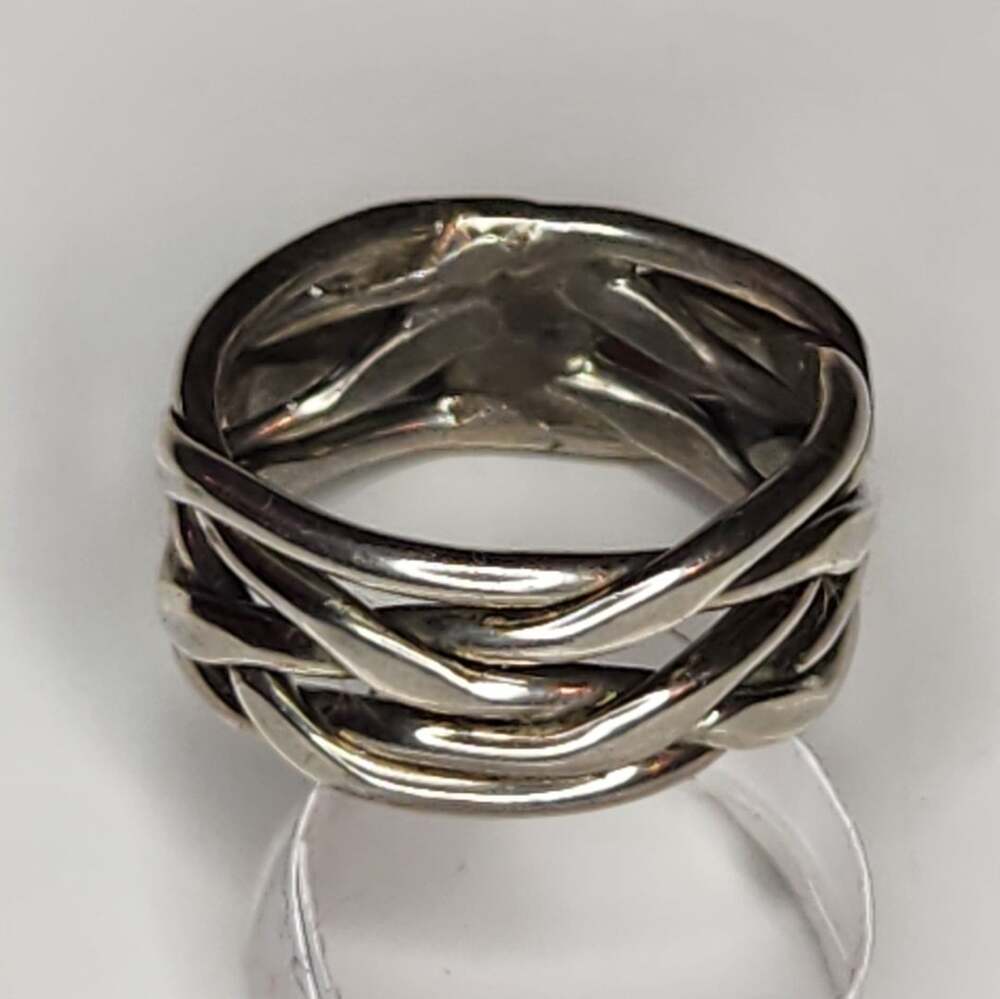 Vintage 925 Sterling Silver Woven Braided Wide Band Ring